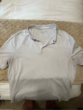 Mizzen+Main Men's Light Gray Polo - Performance Stretch